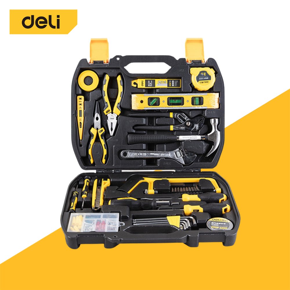 Deli ชุดเครื่องมือช่าง เครื่องมืออุปกรณ์ช่าง 112ชิ้น เช็ทเครื่องมือ พร้อมใช้งาน ช่างไฟฟ้า Tool Set