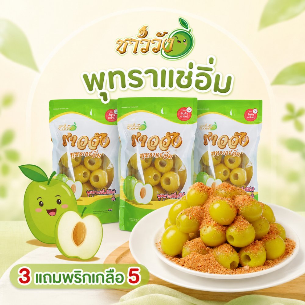 [ขายดี NO.1][พุทรานมสด]{แช่อิ่ม] แบรนด์ชาววังเจ้าดังในตต [หวานฉ่ำ กรอบ อร่อย}ฟรีพริกเกลือ5