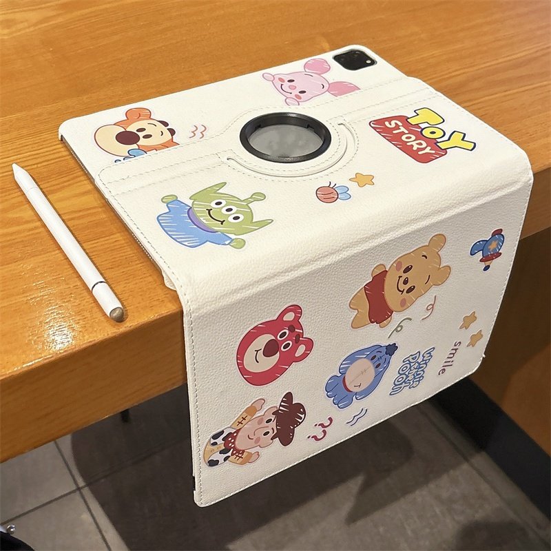 🔥ส่งจากไทย🔥Winnie การ์ตูน สติ๊กเกอร์ เคส for iPad 11 2025 pro 2024 11 เคสไอแพด Gen10 9 2021 Air5 6 10.9 Case การหมุน 360