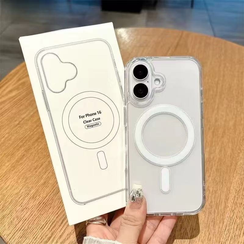 เคสป้องกันแม่เหล็กกันกระแทกโปร่งใส, เคสป้องกัน, TPU + PC เหมาะสําหรับ iPhone11-17 11/11Pro/11Pro/14/13 /12/15/16e promax