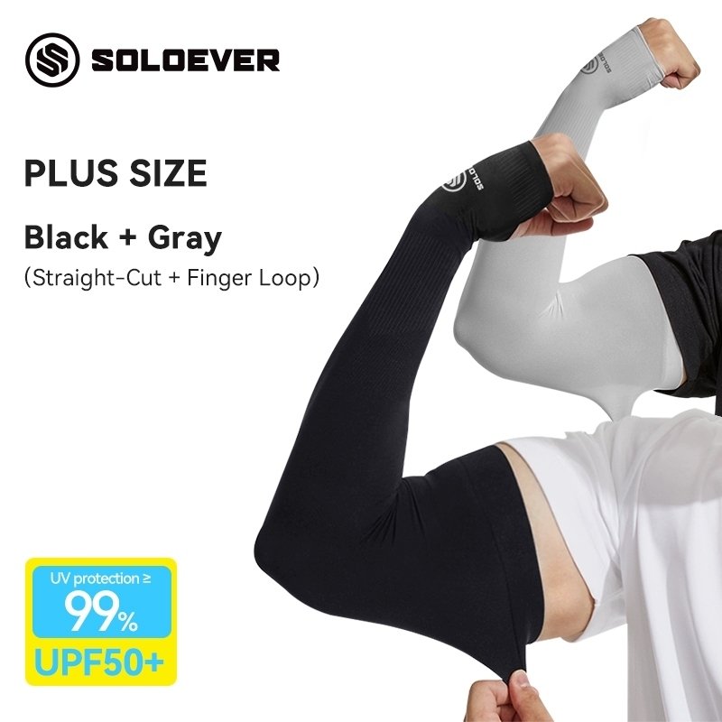 SOLOEVER ปลอกแขน บางเบา ขนาดใหญ่ XXL Fat Man Plus Size ปลอกแขนกันแดด uv ของแทั และกว้างขึ้น