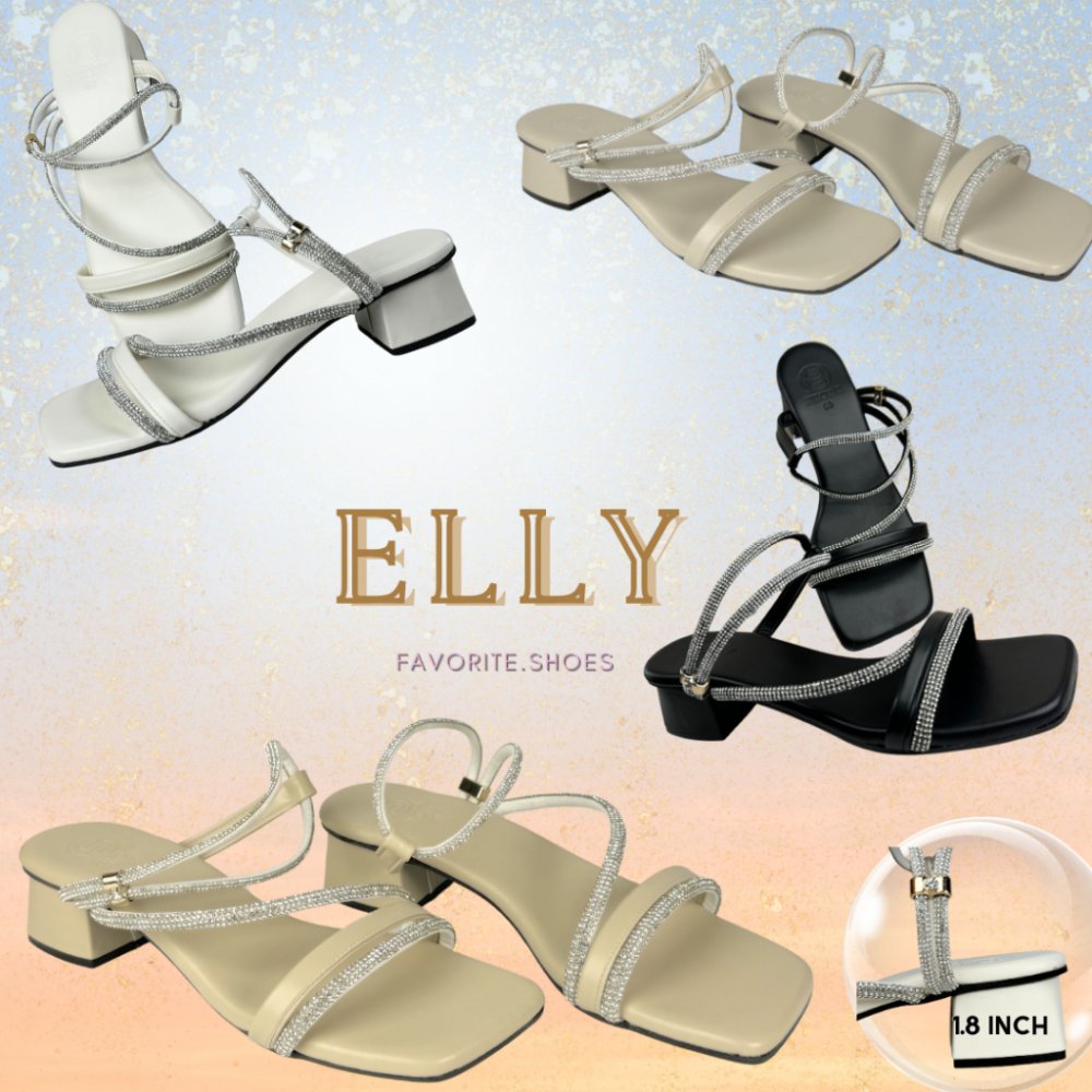 ELLY (FS_03)รองเท้าส้นสูง1.8นิ้ว size36-45 มาพร้อมสายรัดข้อเท้าเพชร ตัวรูดคริสตัล รองเท้าส้นสูงเพชร รองเท้าส้นสูงผู้หญิง