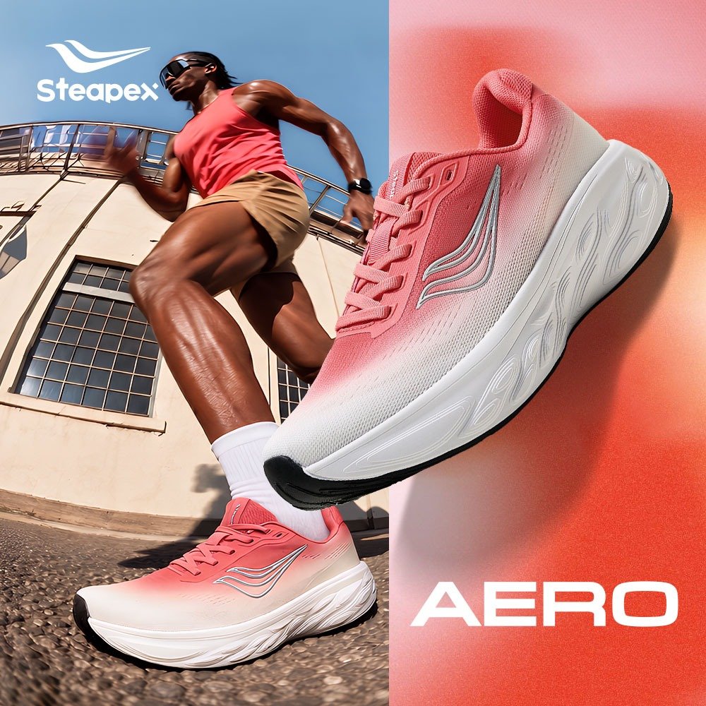 Steapex AERO คุณสมบัติของพื้นรองเท้ากลางเบาะขนาด 40 มม. แบบนุ่มระบายอากาศได้ 3 มิติถักรองรับส้นเท้าที่มั่นคงและด้ามจับทนทานส่งความสะดวกสบายน้ําหนักเบาสําหรับการเดินและวิ่ง