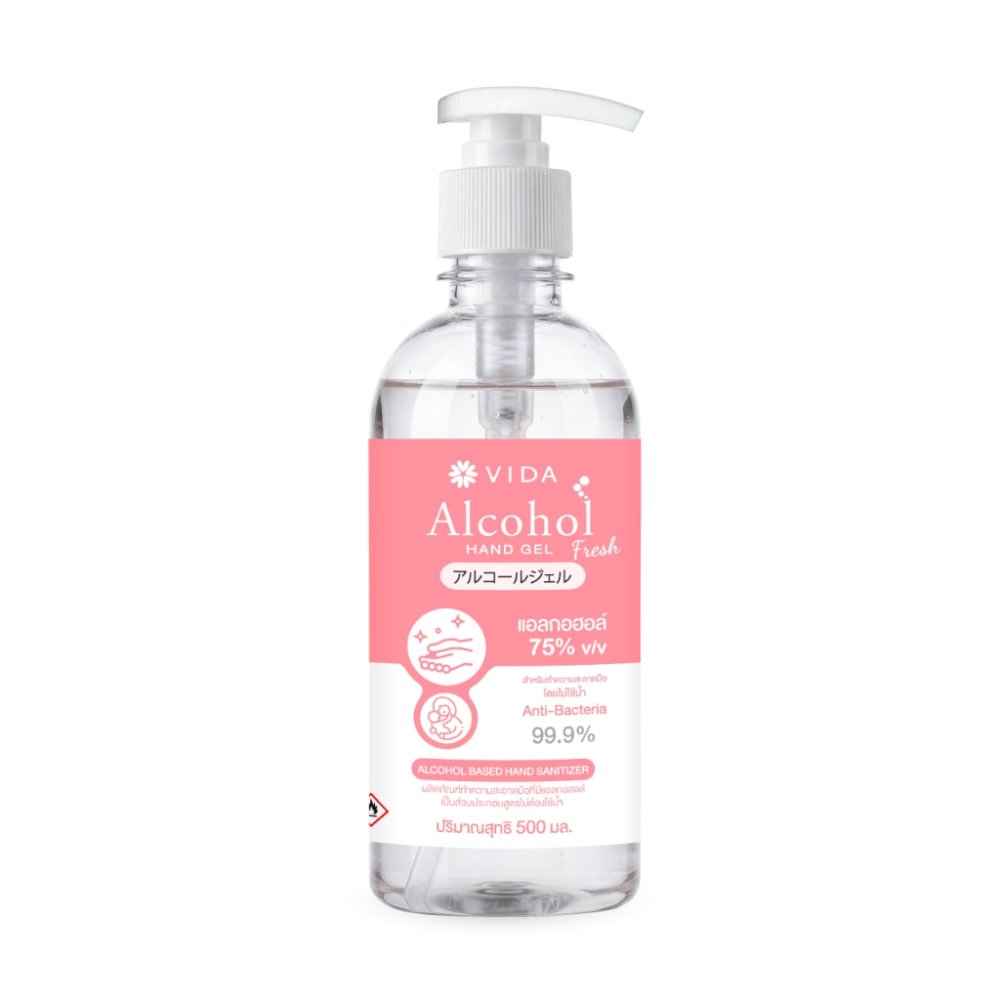 วีด้า เจล แอลกอฮอล์ 75% 500ml กลิ่นฟลอรัล เฟรช หอมมาก VIDA Gel Alcohol FLORAL FRESH Hand Sanitizer