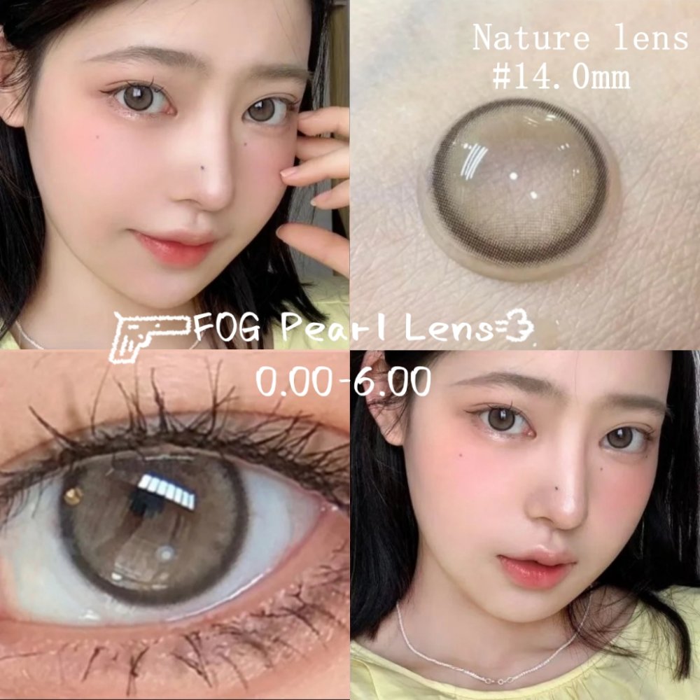【1คู่-฿10!! 2 คู่-฿20】0~-600 Midroo คอนแทคเลนส์สีกรองแสงคอนเทค Pearl Grey เลนส์บิ๊กอาย 14.0mm-1คู่