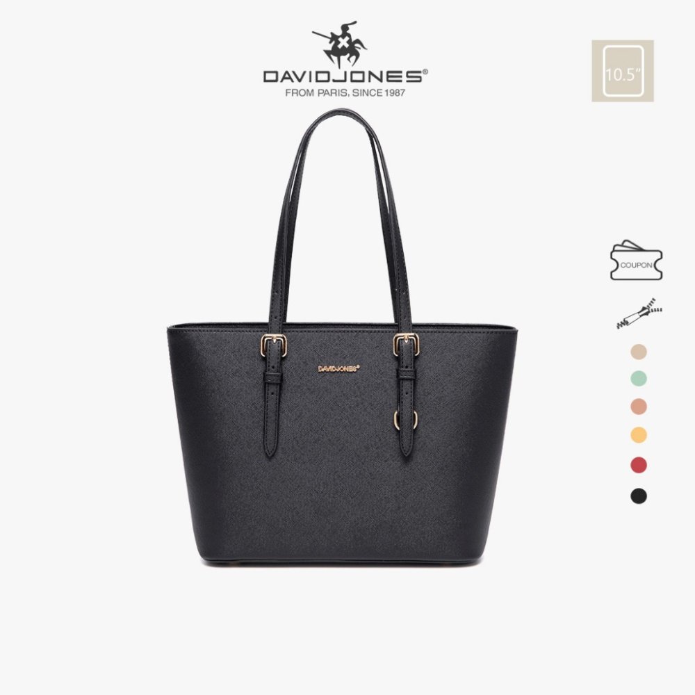 David Jones Paris กระเป๋าสะพายไหล่ หนัง PU ทรงโท้ท ขนาดกลาง สําหรับผู้หญิง