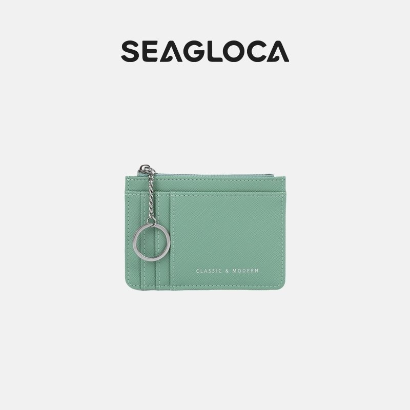 Seagloca ใหม่ กระเป๋าสตางค์ กระเป๋าใส่บัตร มีซิป บางเฉียบ สร้างสรรค์ มินิมอล สําหรับผู้หญิง No 1723