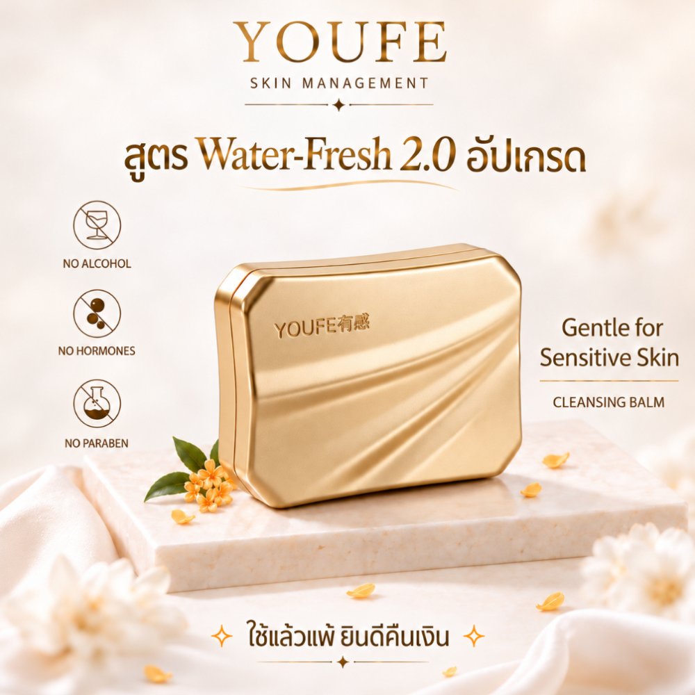YOUFE 85g 3-In-1 คลีนซิ่งบาล์ม ละลายอย่างรวดเร็วสำอางกั Melt Away Cleansing balm ล้างเครื่องสำอาง สูตรอ่อนโยน พร้อมบำรุงผิว ลบออกแม้เครื่องสำอางกันน้ำ