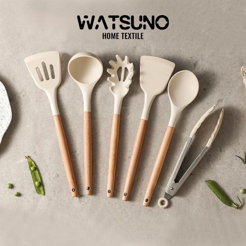 Watsuno.ชุดเครื่องครัวซิลิโคน ไม้พายซิลิโคน เครื่องครัว ชุดไม้พายซิลิโคน ช้อนในครัว อุปกรณ์ทำอาหาร ครัวเรือนพิเศษ ทนอุณห