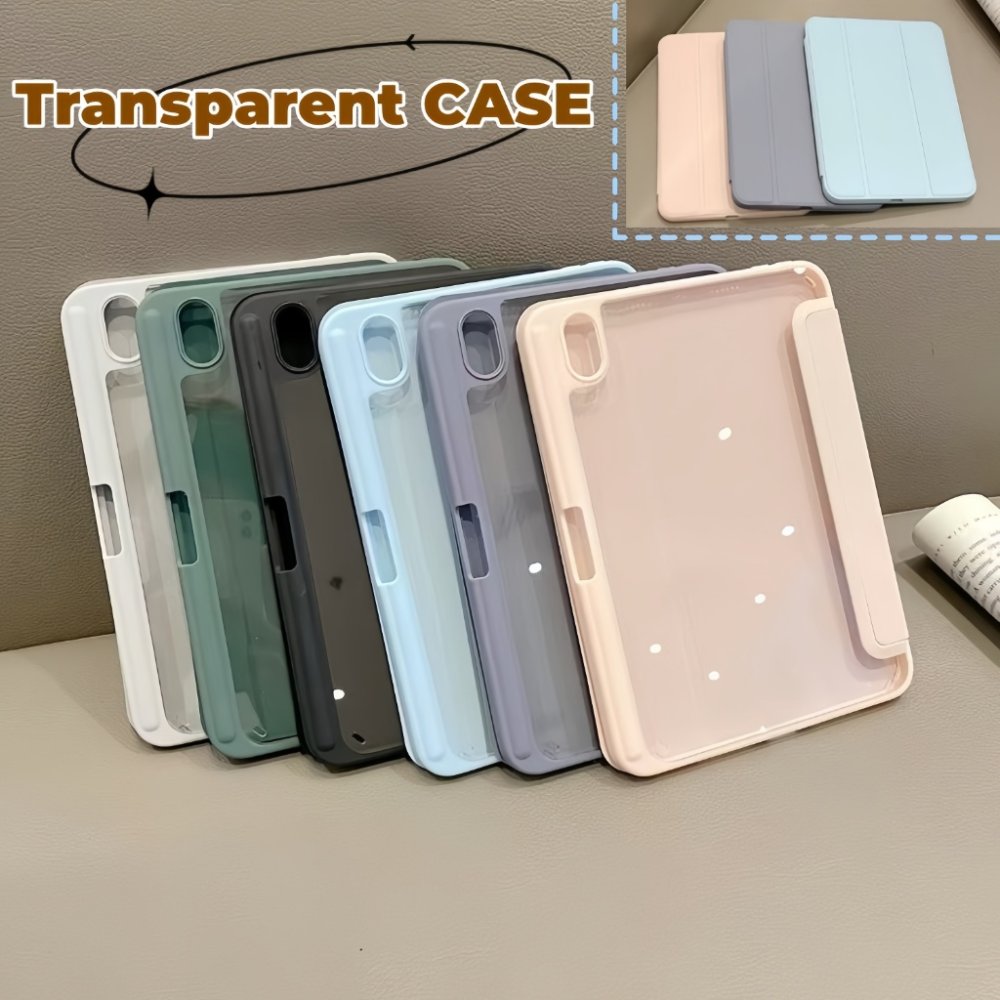 case for Air4/5/6/7 air11 ipad gen10/gen11 gen9/8/7/6/5 เจน10.2 mini6 pro11 วัสดุอะคริลิค พร้อมช่องเสียบปากกา เคสไอแพด