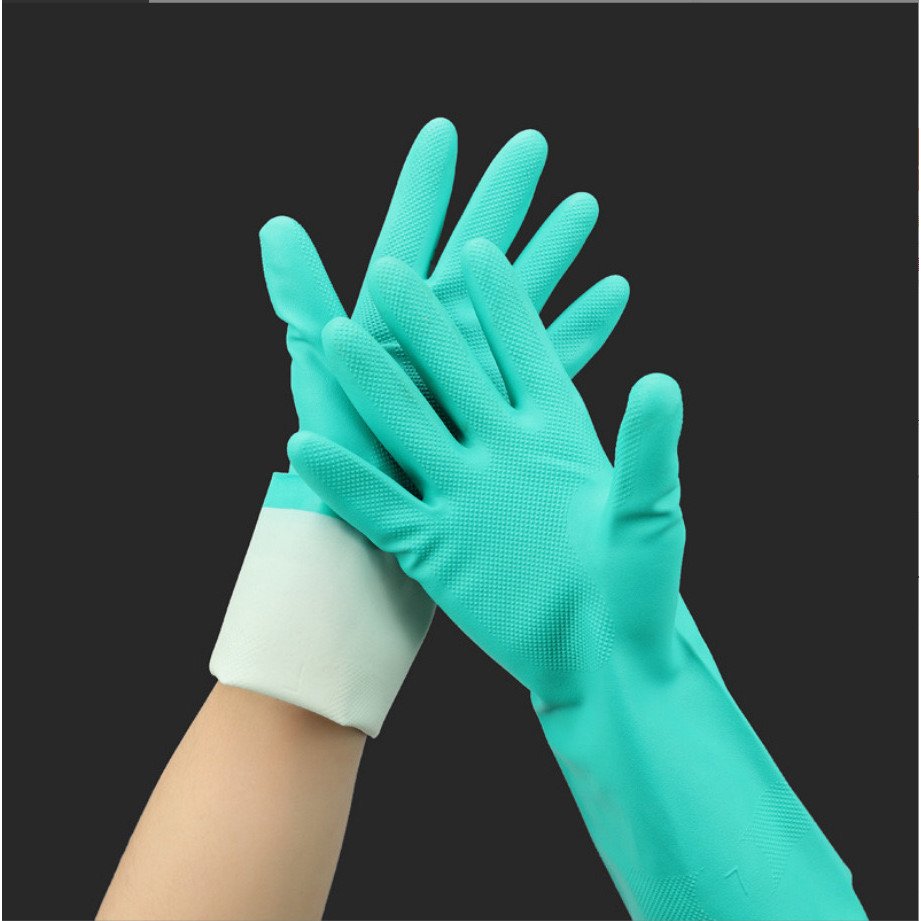 (1คู่) ถุงมือไนไตร ป้องกันสารเคมี Heavy Duty Glove หนา 18 mil S M L XL