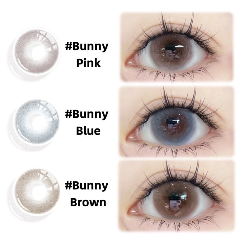 คอนแทคเลนส์ Midroo เลนส์ค่าสายตาสั้น 0.00-5.50 ไร้ขอบ ขยายรูม่านตา Bunny Blue/Pink/Brown-14.5mm รายเดือน