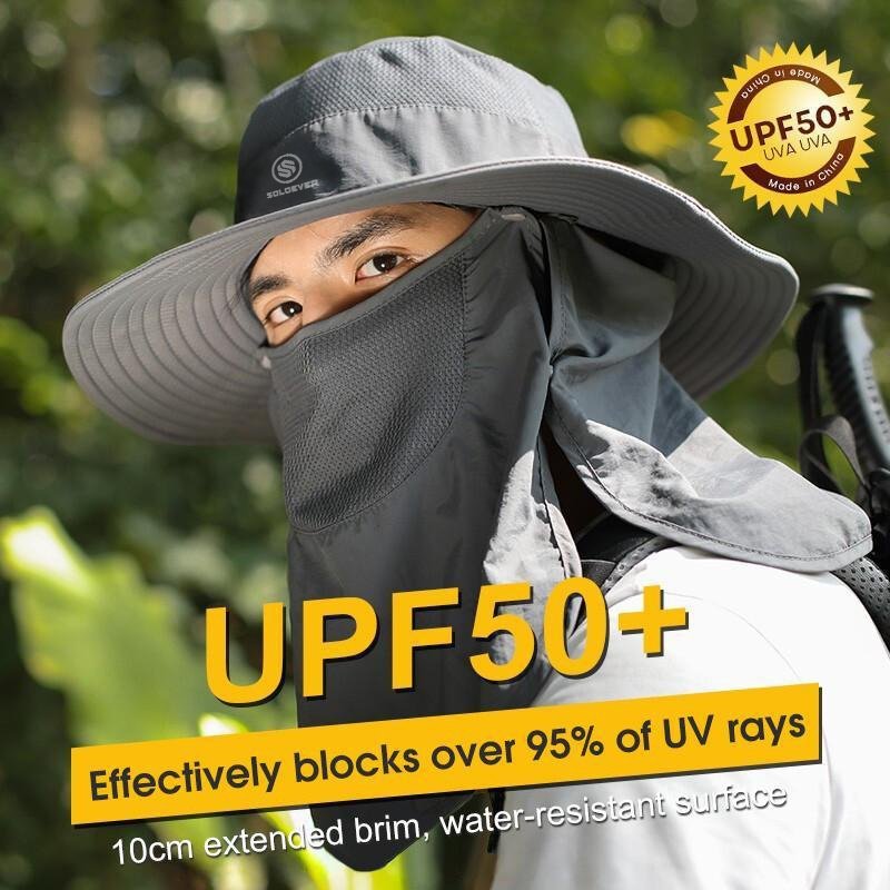 SOLOEVER Hats หมวกบังแดดปีกกว้าง หมวกบังแดด หมวกเดินป่า 360 องศา UPF50+ พับได้ สําหรับเดินป่า ตกปลา เล่นเซิร์ฟ
