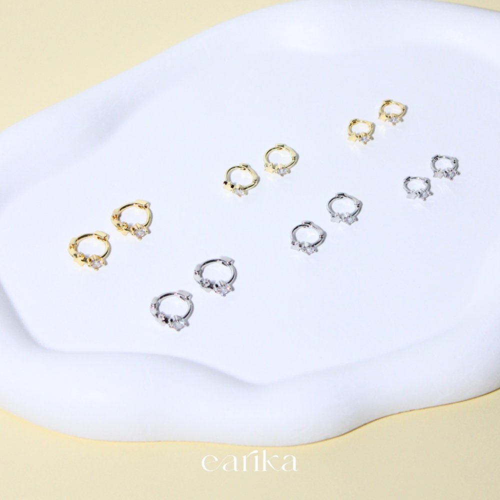 earika.earrings - starlight hoop ต่างหูห่วงก้านเงินแท้ชุบทองคำขาว (มีให้เลือก 3 ขนาด) เหมาะสำหรับคนแพ้ง่าย