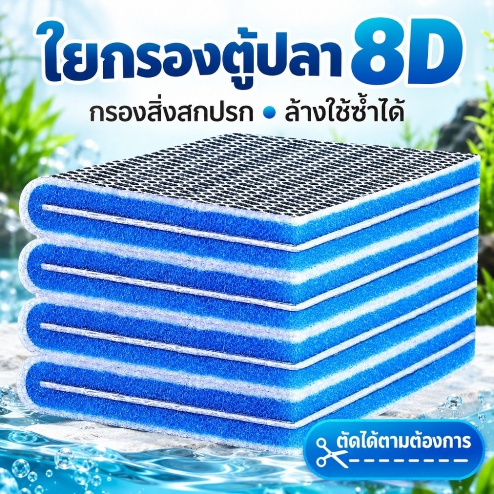 🇹🇭 ถูกสุด💯🥇 แผ่นกรองฟองน้ำสำหรับตู้ปลา8D 12ชั้นแบบไม่มีกาวแผ่นกรองปลา Skimmer KOI ที่กรองบ่อปลาอุปกรณ์เสริมผ้าฝ้าย