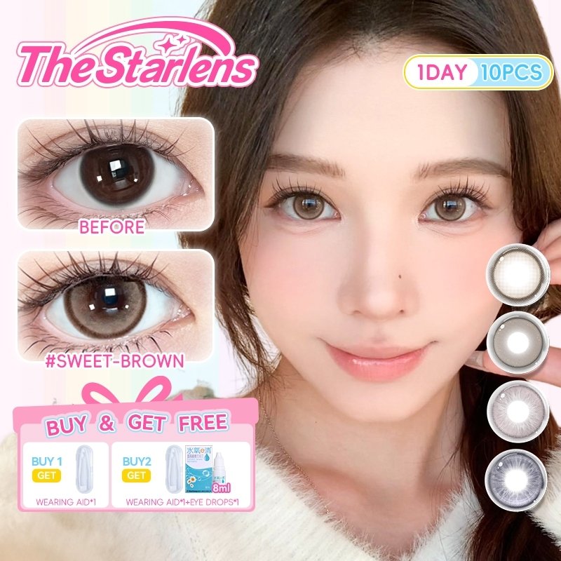 The Starlens 14.2mm สีน้ําตาลคอนแทคเลนส์ทุกวันใช้เลนส์ตาโตคอนแทคเลนส์เกรดพร้อม 0.0-8.0 10PCS 1 Day Use