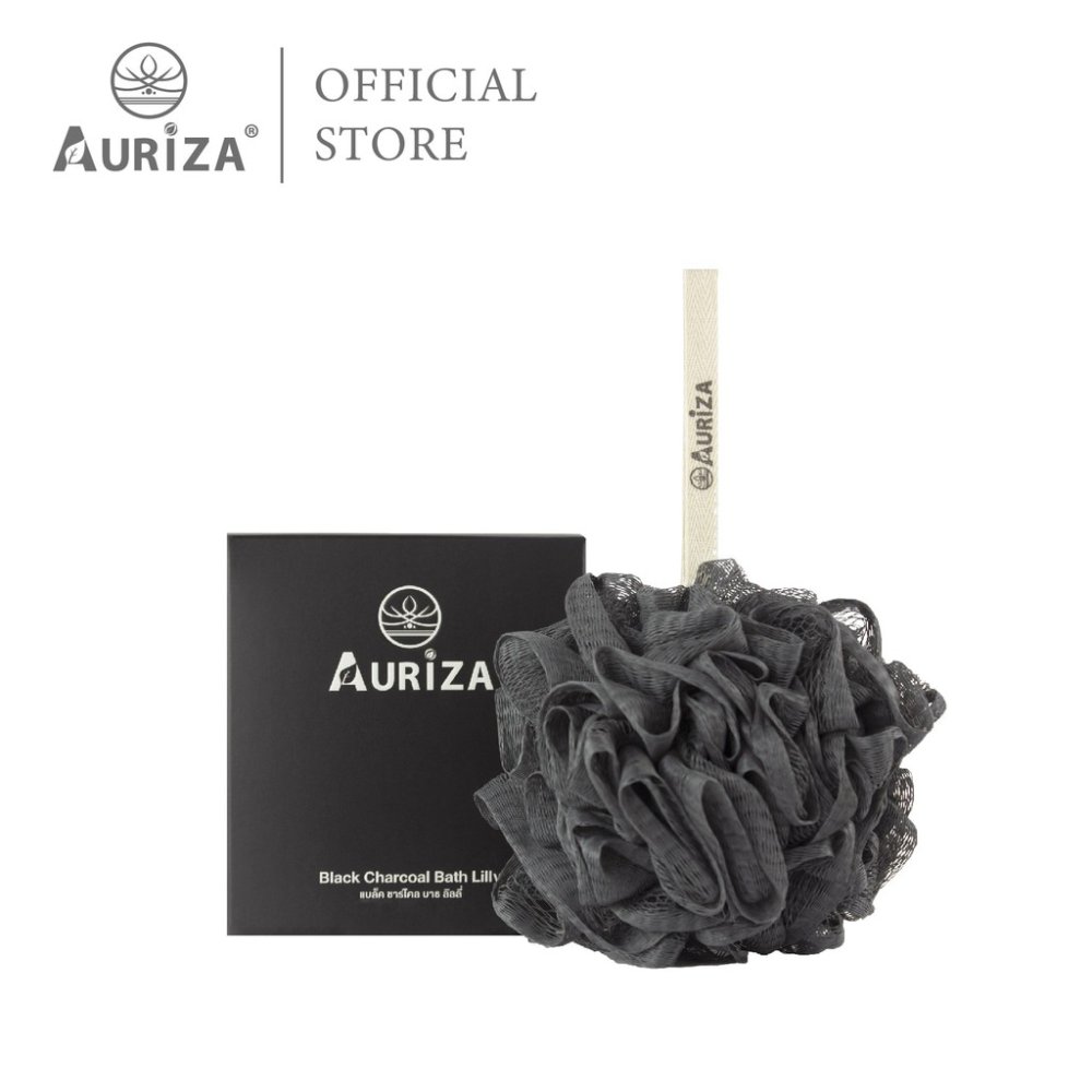 ใยขัดผสม Antibac!! Auriza Black Charcoal Bath Lilly ใยขัดผิวสำหรับอาบน้ำ