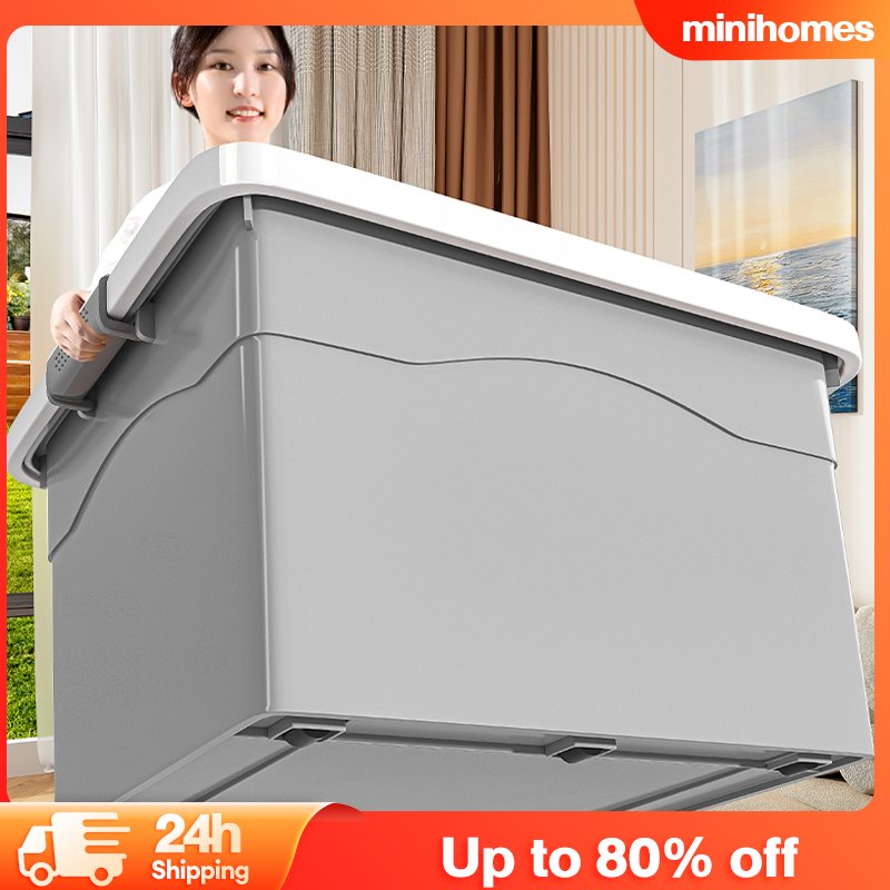 minihomes กล่องเก็บของพลาสติก กล่องเก็บของ BOX กล่องพลาสติก แบรนด์ใหม่ มีล้อ PP ฝาสไลด์ กันฝุ่น