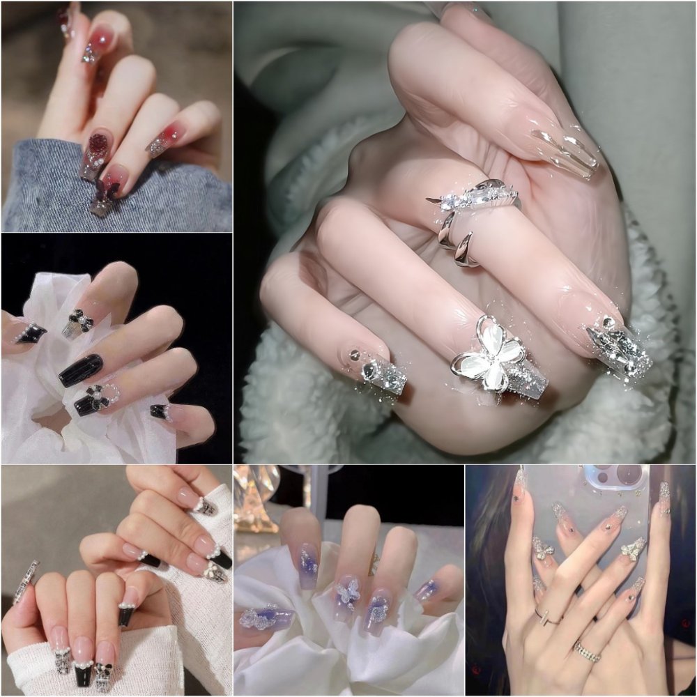 FREE GLUE 2026 ใหม่ล่าสุด 24 ชิ้น French Fake Nais Set พร้อม Full Nail COD