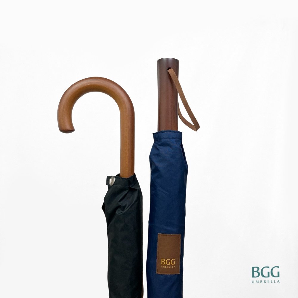 BGG UV Cut Auto Open Vintage Walking/Golf Umbrella ร่มยาว/ร่มกอล์ฟ อัตโนมัติเปิด กันยูวี100% ด้ามจับทำด้วยไม้ (WA105579)