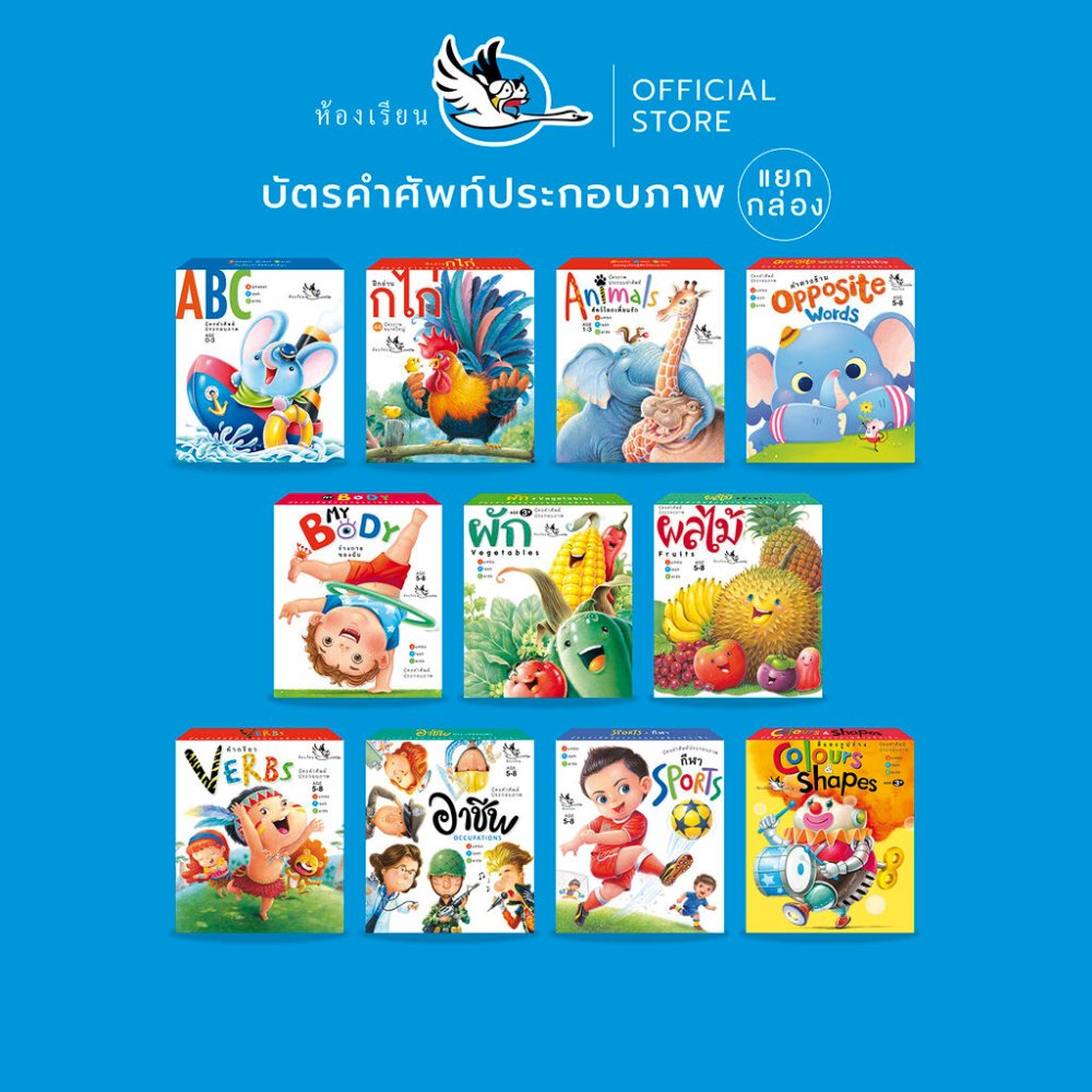 ห้องเรียน บัตรคำศัพท์ (แยกหมวด) Flash Card สอนคำศัพท์ภาษาไทย-อังกฤษ
