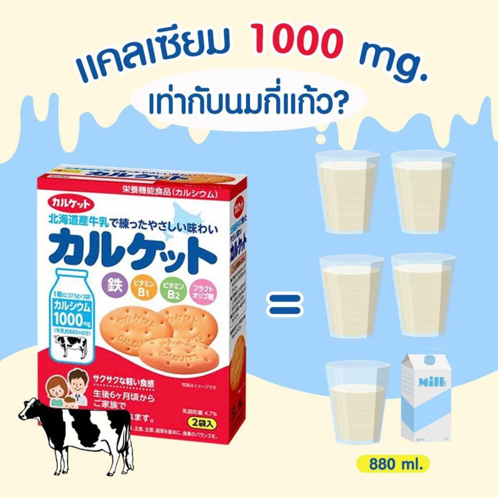 🔥 ขายดี ติดอันดับ บิสกิตแคลเซียม= ดื่มนม 4 แก้วครึ่ง จากญี่ปุ่น(มีอย.ไทย) 75 g.สำหรับเด็ก 6 เดือนขึ้นไป