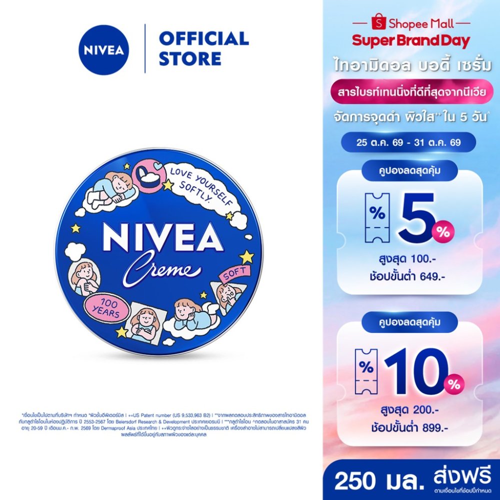 [สินค้าขายดี] นีเวีย มอยส์เจอร์ไรเซอร์ ครีมทาผิว ครีมบำรุงผิวสูตรเข้มข้น สำหรับผิวแห้ง 250 มล. NIVEA ครีมตลับน้ำเงิน