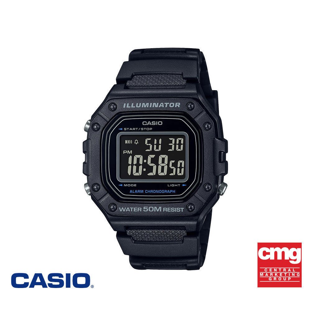 CASIO นาฬิกาข้อมือ CASIO รุ่น W-218H-1BVDF วัสดุเรซิ่น สีดำ