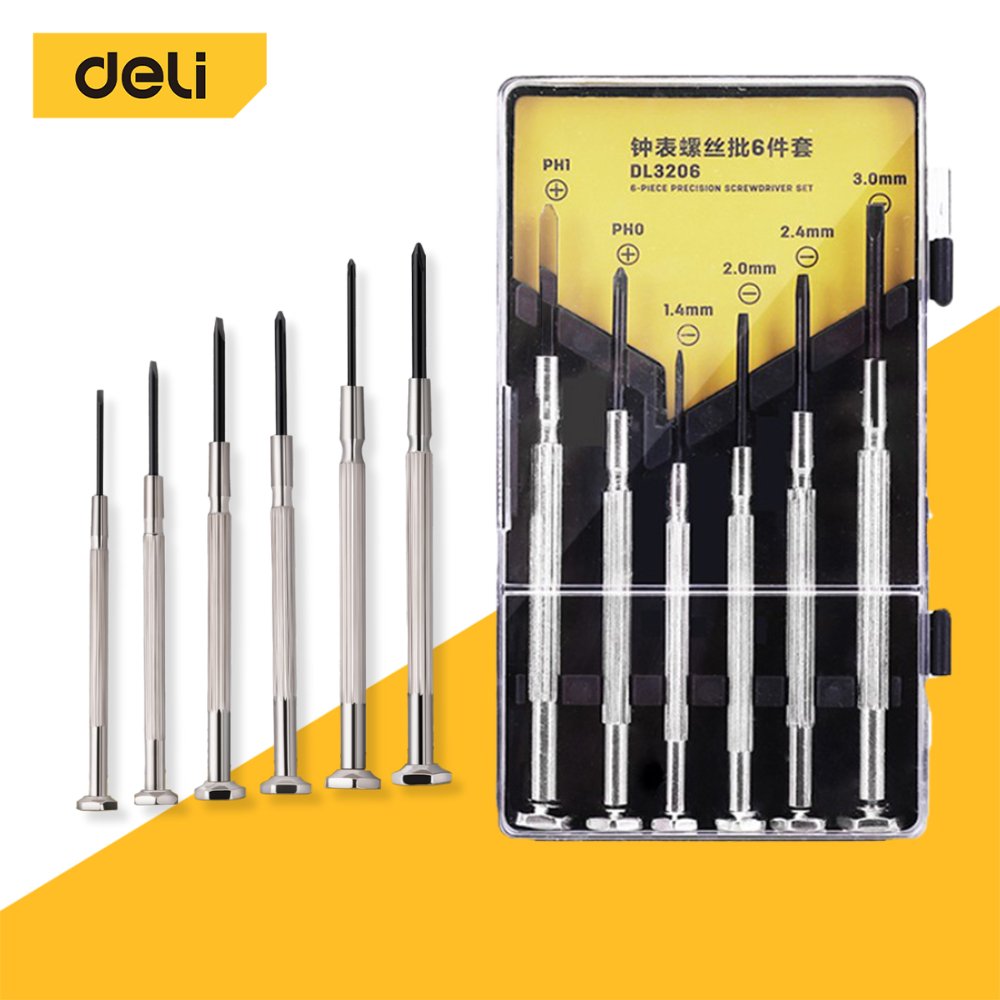Deli ไขควงแว่นตา ไขควงซ่อมนาฬิกา 6 ชิ้น ไขควงอเนกประสงค์ ขนาดเล็ก เครื่องมือซ่อมนาฬิกา Screwdriver