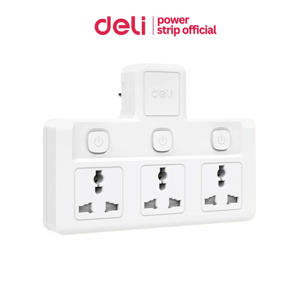 Deli ปลั๊กไฟ ปลั๊กแปลง ปลั๊กสากล ปลั๊กสามตา ไฟ 10A 2500W ทนความร้อนได้ 750องศา Universal Adapter