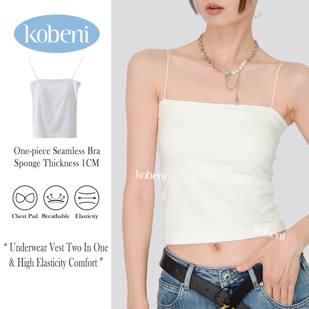 ⭐KOBENI⭐สายเดี่ยว มีฟองน้ำในตัว เต็มตัว มีหลายสีให้เลือก ผ้านิ่มยืดได้เยอะ ระบายอากาศ