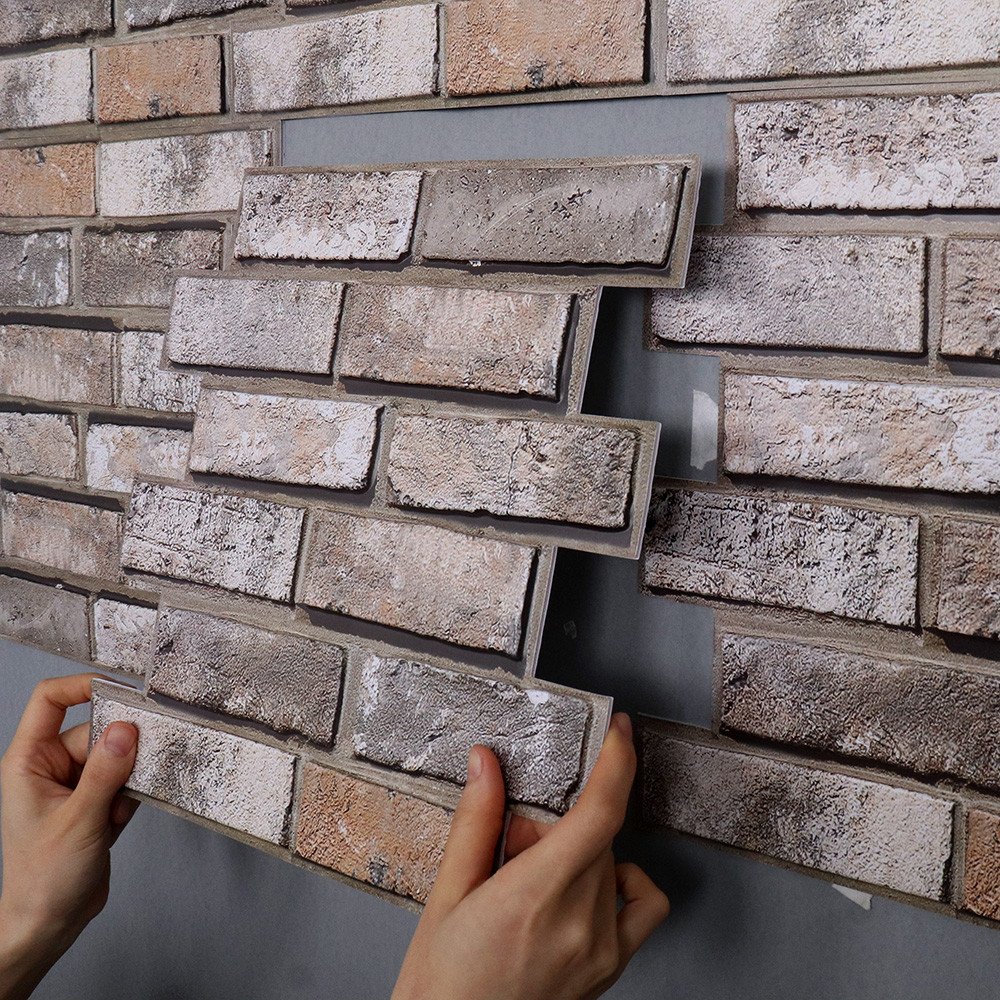 สติกเกอร์วอลเปเปอร์ มีกาวในตัว 3D Wall paper วอลเปเปอร์ลายอิฐ ลายหิน กันน้ำ 30*30 ซม. PVC 1 แผ่น ลอกติดได้เลย
