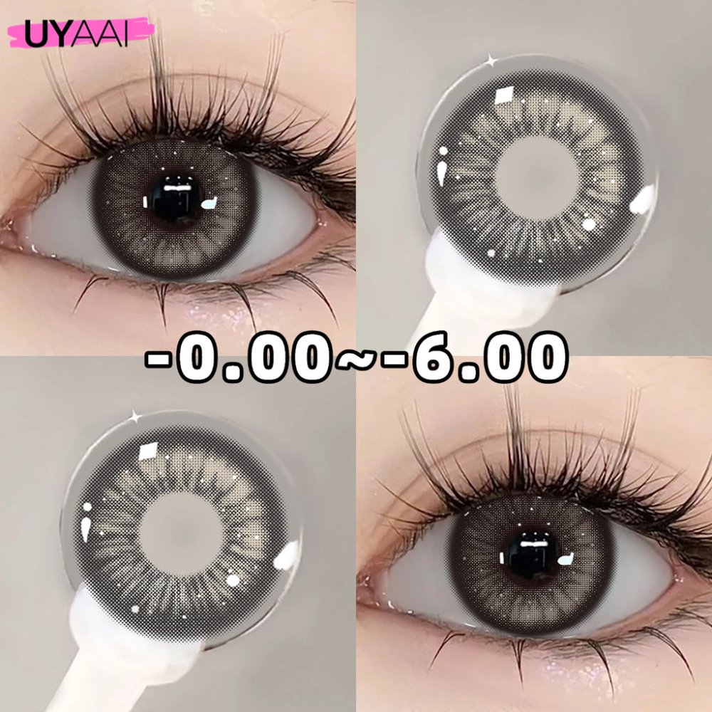 คอนแทคเลนส์ [0.00~-6.00] UYAAI Thai Tea series คอนแทคเลนส์สี 14.2-14.5 มม. สีเทารายเดือน